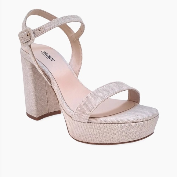 Odila Ecru Odila 70MM Linen Platform Sandals - Picture 6 of 8